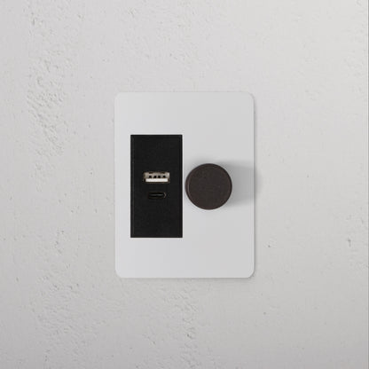Skorter | 1G Two Way Dimmer + USB A+C Slimline Switch - Malbar Bronze Black