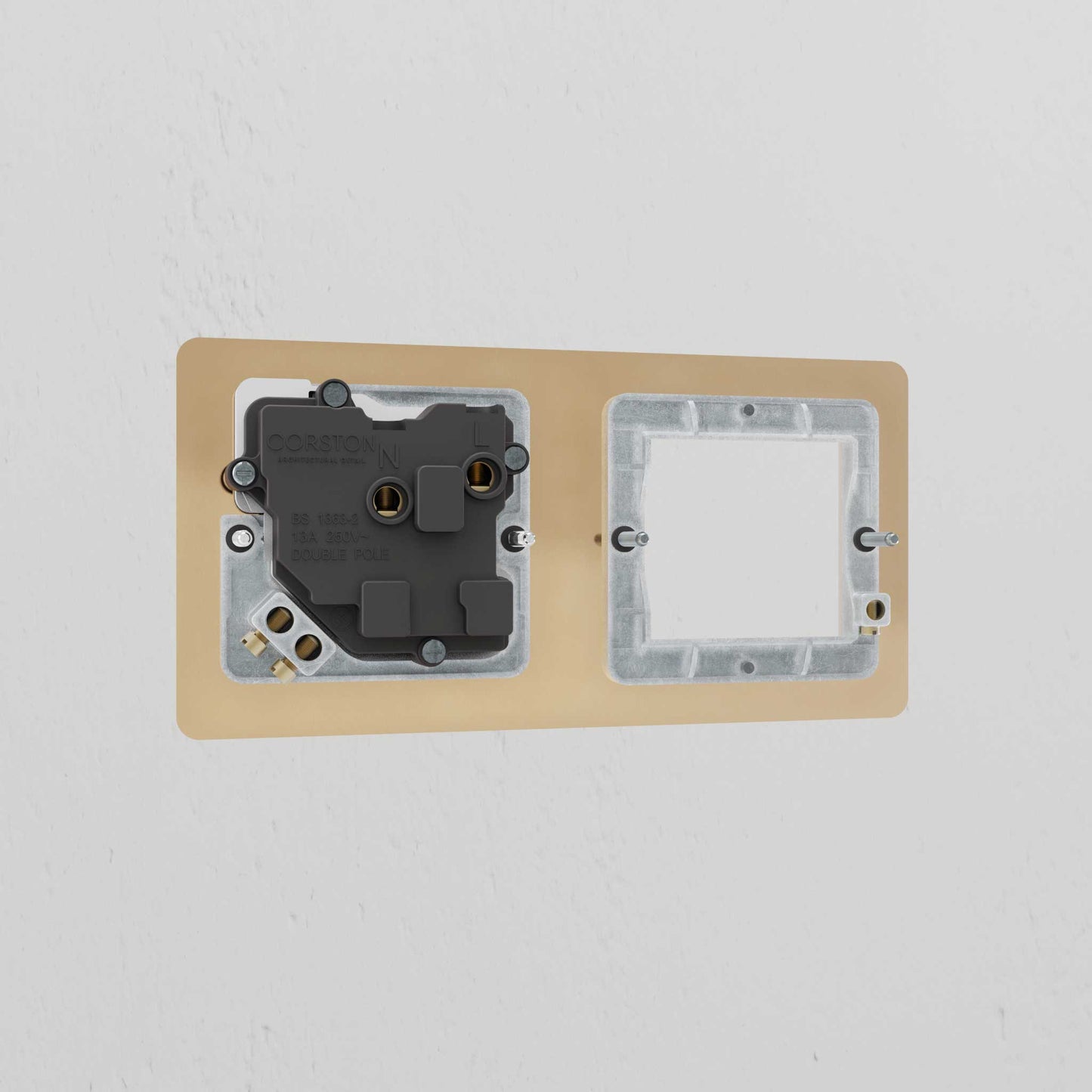 Skorter | 1G 50mm Modules & Single Socket UK Plate - Antique Brass White