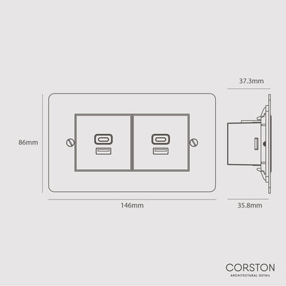 Skorter | 2X USB A+C Fast Charging Port - Malbar Black