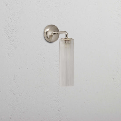 Skorter | Claremont Small Wall Lamp Ribbed Glass - Polished Nickel