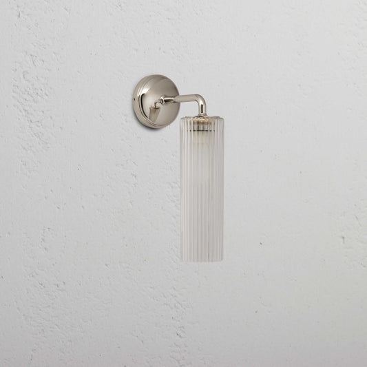 Skorter | Claremont Small Wall Lamp Ribbed Glass - Polished Nickel