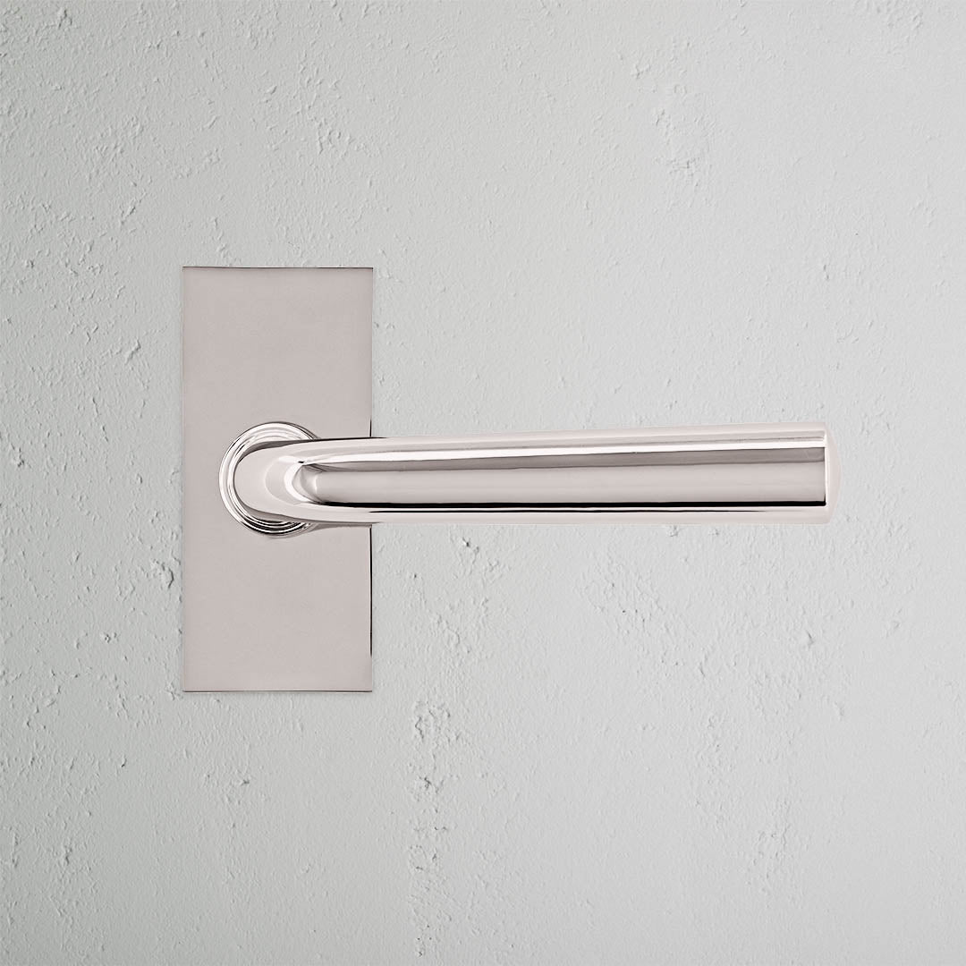 Skorter | Apsley Short Plate Fixed Door Handle - Polished Nickel