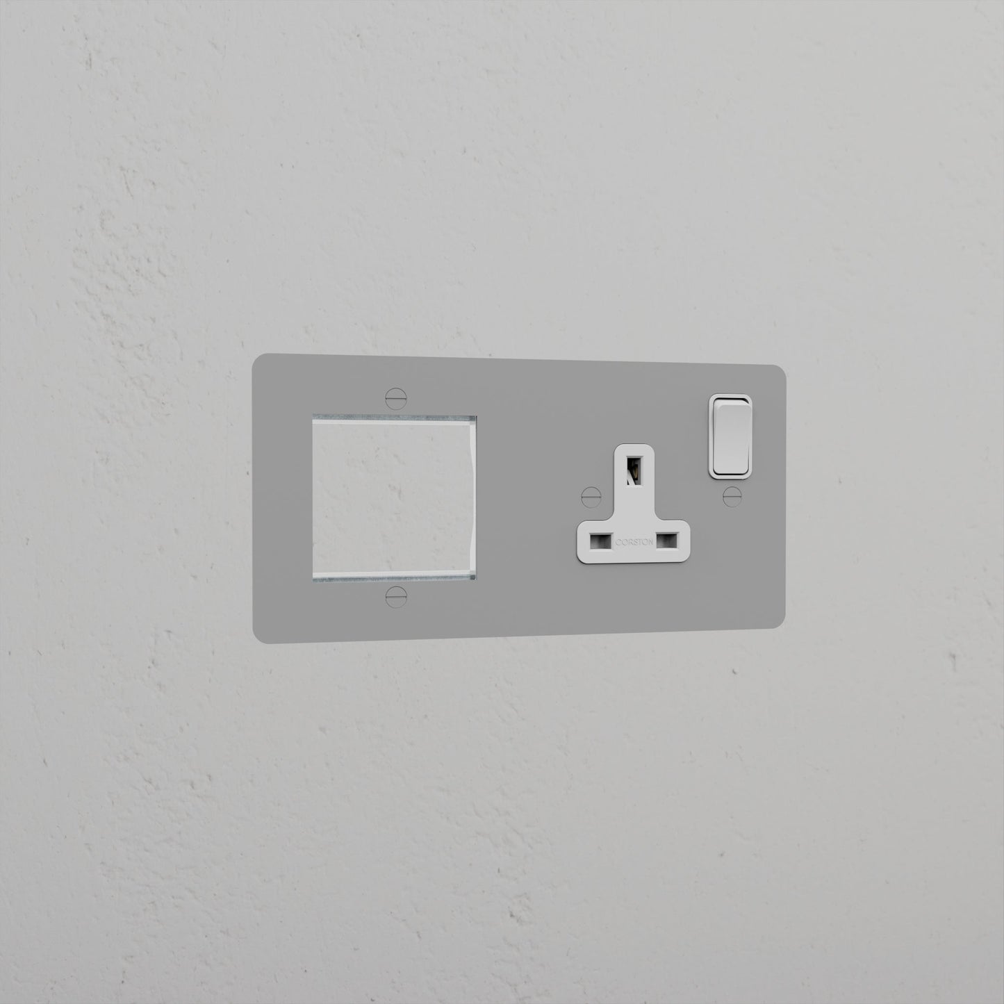 Skorter | 1G 50mm Module & Single Socket UK Plate - Malbar White