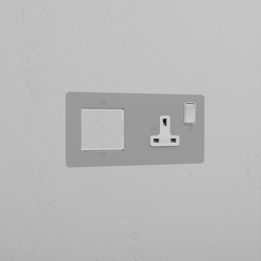 Skorter | 1G 50mm Module & Single Socket UK Plate - Malbar White