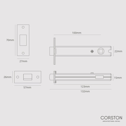 Skorter | 100mm Bathroom lock - Antique brass
