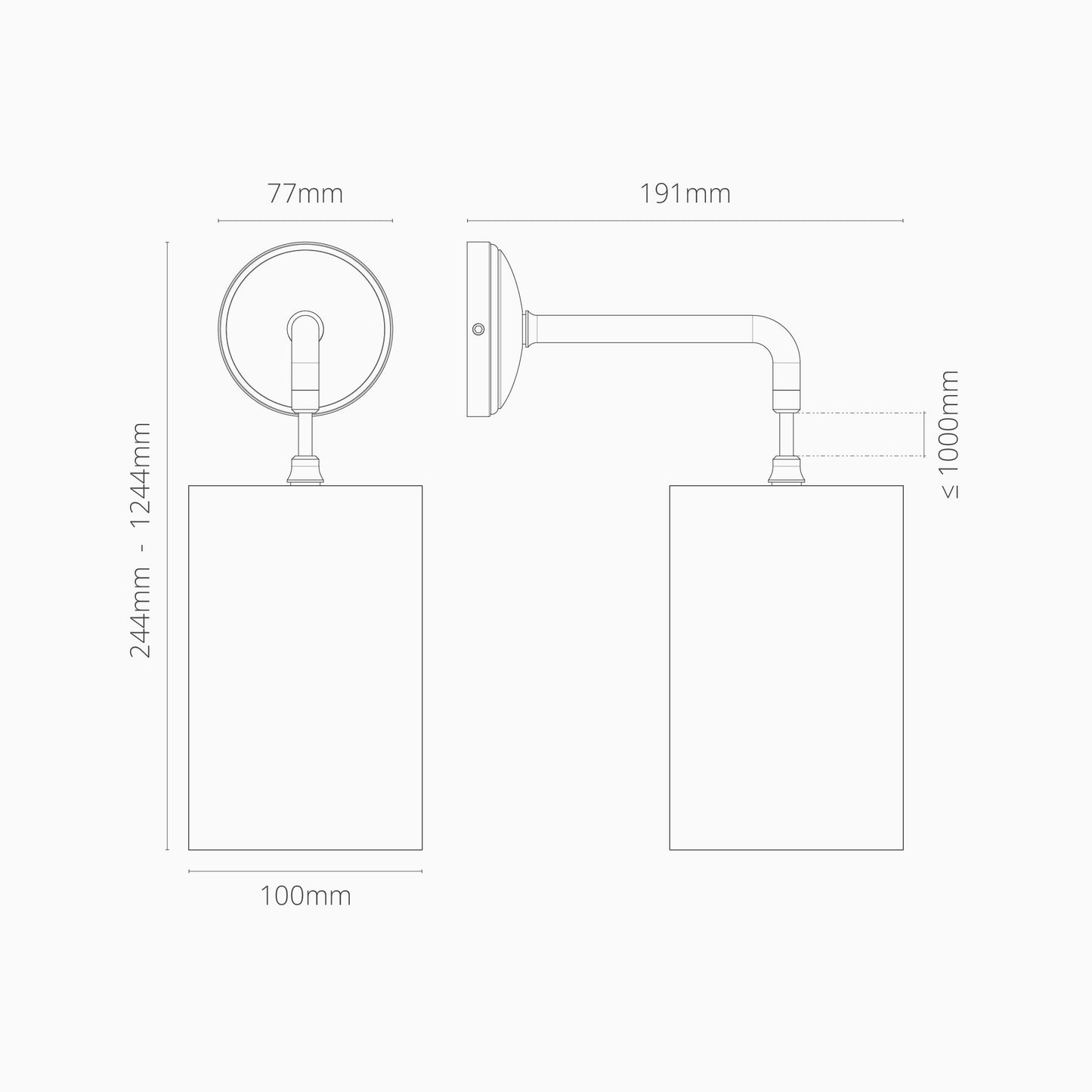 Skorter | Primrose Small Hanging Wall Lamp Basalt Gray - Bronze