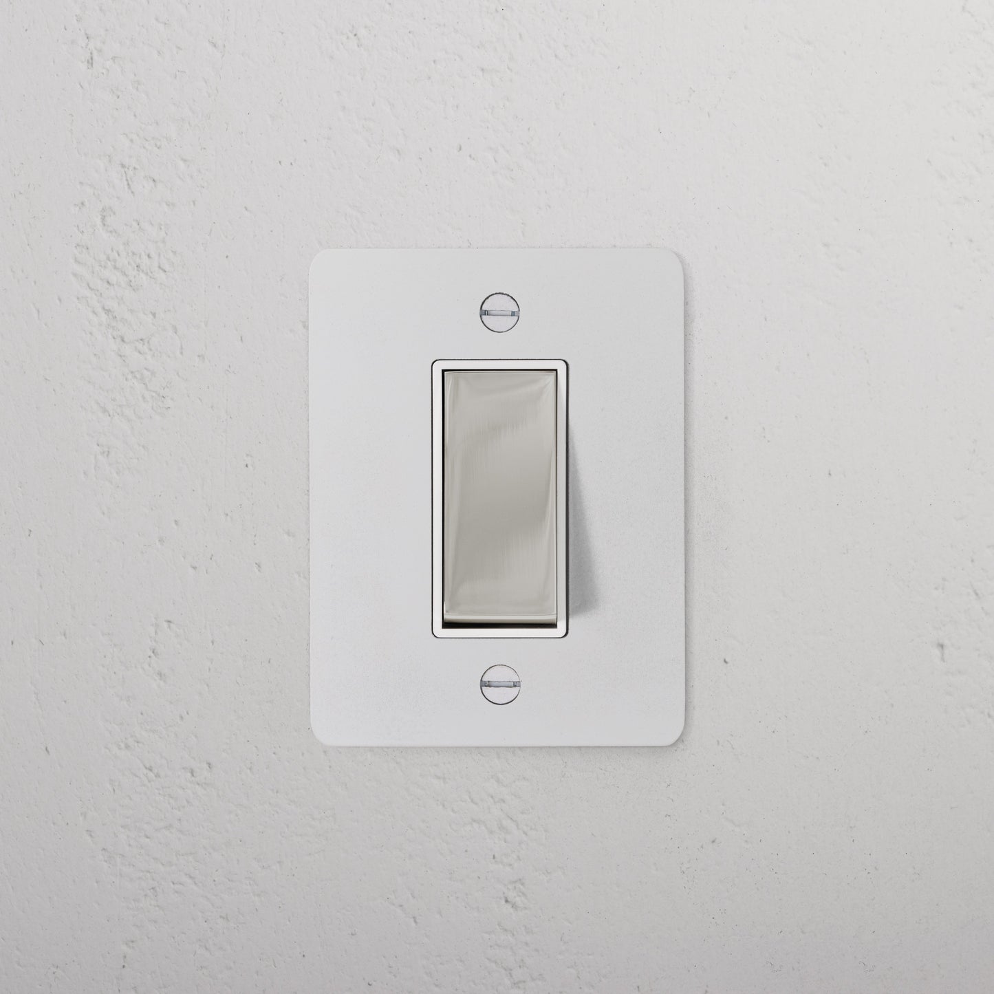 Skorter | 1G Two-Way Rocker Slimline Switch - Malbar Polished Nickel White
