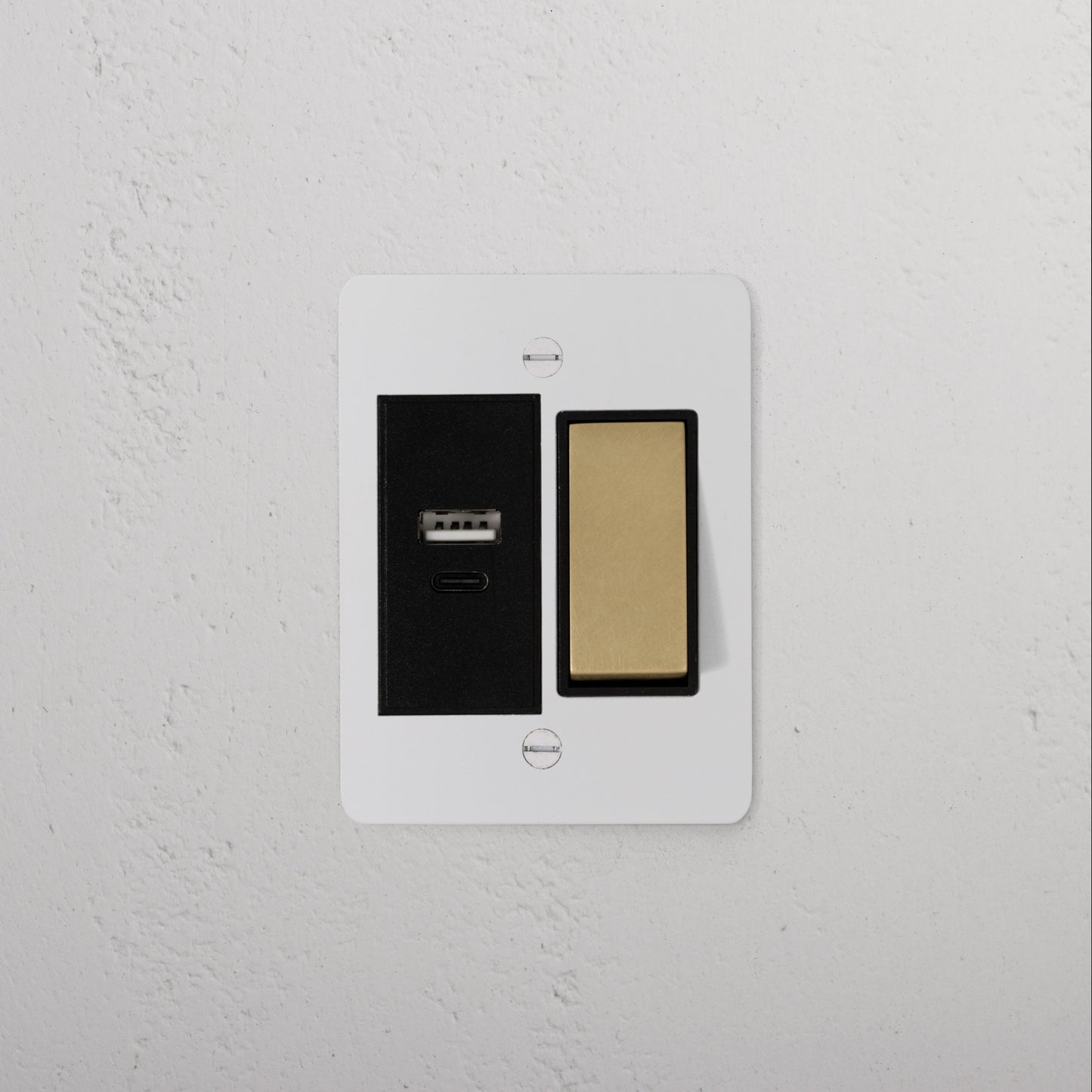 Skorter | 1G Two Way Rocker + USB A+C Slimline Switch - Malbar Antique Brass Black