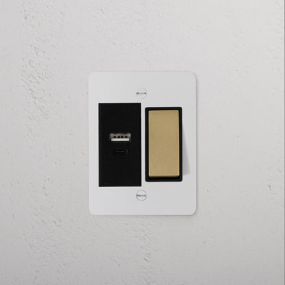 Skorter | 1G Two Way Rocker + USB A+C Slimline Switch - Malbar Antique Brass Black