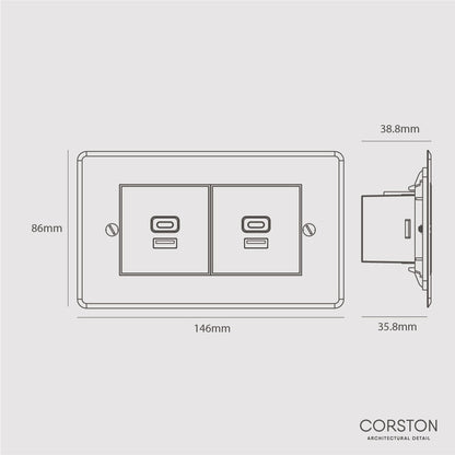 Skorter | 2x USB A+C Fast Charging Connector - Clear White