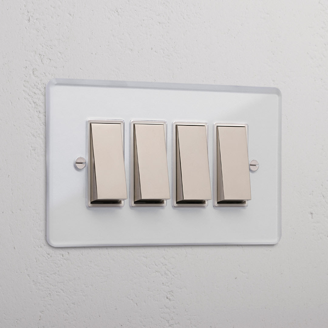 Skorter | 4G Two Way Rocker Tilt - Clear Polished Nickel White