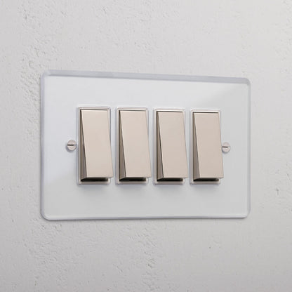 Skorter | 4G Two Way Rocker Tilt - Clear Polished Nickel White