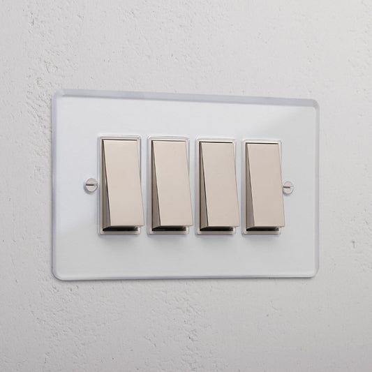 Skorter | 4G Two Way Rocker Tilt - Clear Polished Nickel White