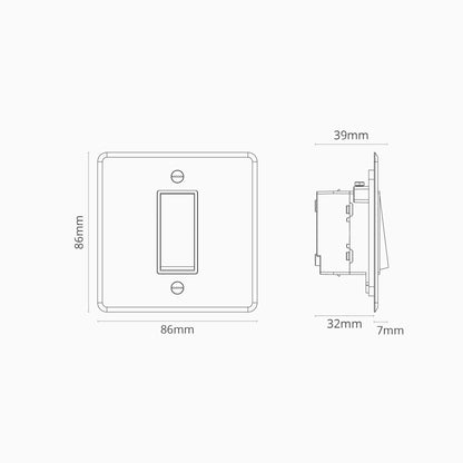 Skorter | 1G Center Reactiv Rocker Switch - Clear Polished Nickel Black