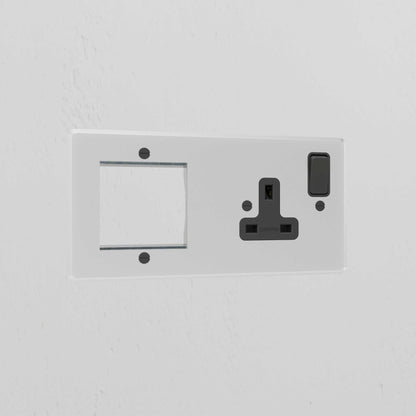 Skorter | 1G 50mm Module & Single Socket UK Plate - Clear Black
