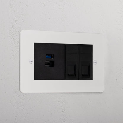 Skorter | 2x CAT 6 + USB A+C Fast charging outlet - Malbar Black