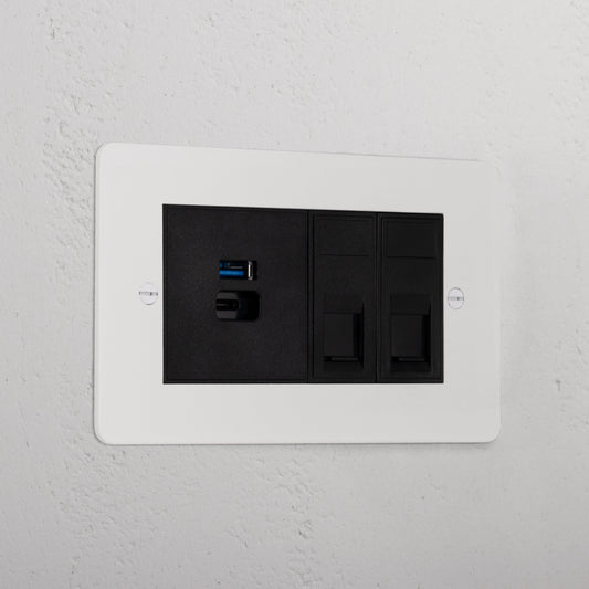 Skorter | 2x CAT 6 + USB A+C Fast charging outlet - Malbar Black