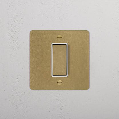 Skorter | 1G Center Retractive Rocker Switch - Antique Brass White