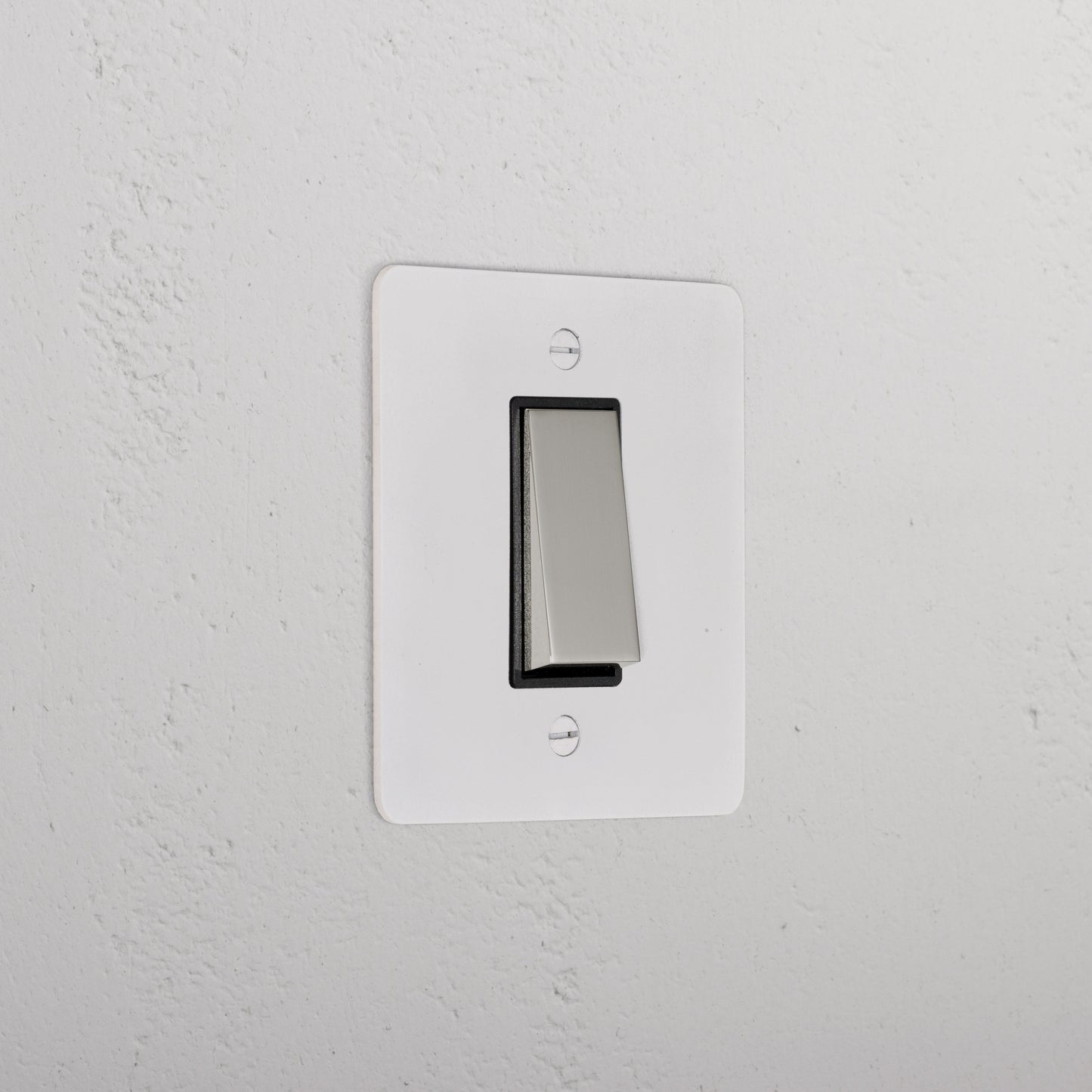 Skorter | 1G Two Way Rocker Slimline Switch - Matt Polished Nickel Black