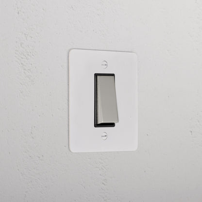 Skorter | 1G Two Way Rocker Slimline Switch - Matt Polished Nickel Black