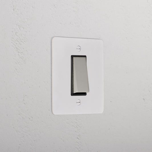 Skorter | 1G Two Way Rocker Slimline Switch - Matt Polished Nickel Black