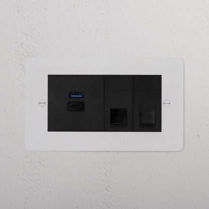 Skorter | 2x CAT 6 + USB A+C Fast charging outlet - Malbar Black