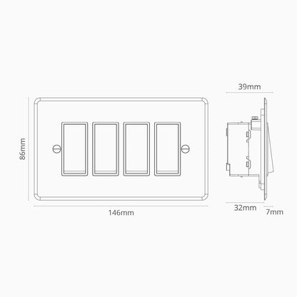 Skorter | 4G Two-way Rocker Switch - Clear Polished Nickel Black