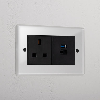 Skorter | 13A Contact + USB A+C Fast Charging - Clear Black