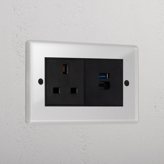 Skorter | 13A Contact + USB A+C Fast Charging - Clear Black