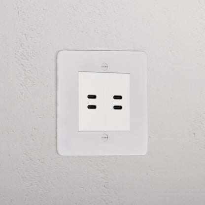 Skorter | 2x USB C+C Socket - Malbar White