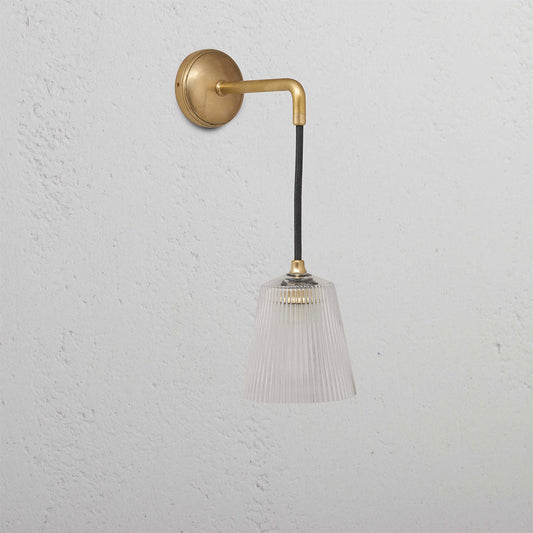 Skorter | Richmond Small Hanging Wall Lamp Ribbed Glass - Antique Brass