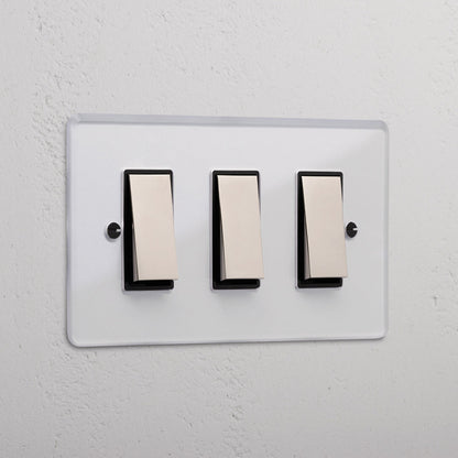 Skorter | 3G Two Way Rocker Switch - Clear Polished Brass Black