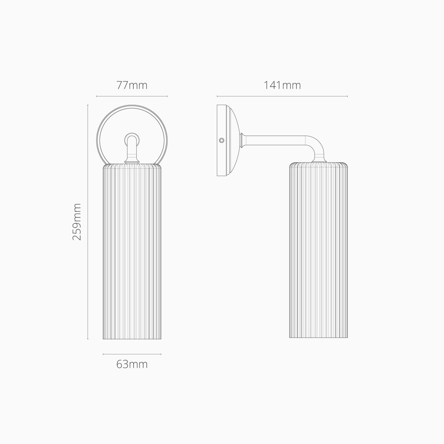 Skorter | Claremont Small Wall Lamp Fluted Glass - Bronze
