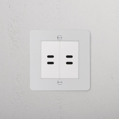 Skorter | 2x USB C+C Socket - Malbar White