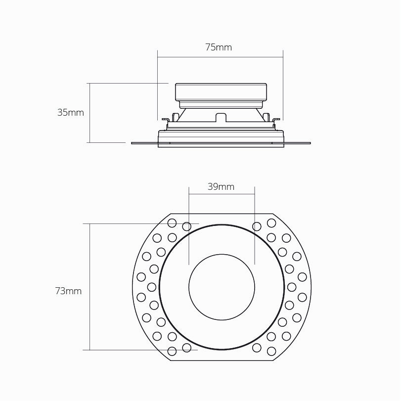 Skorter | Buxton Fire Rated 50mm Fixed Trimless Downlight - White