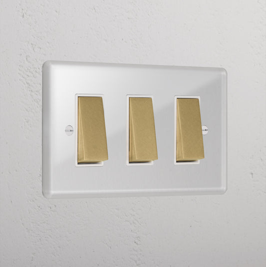 Skorter | 3G Two-way Rocker Switch - Clear Antique Brass White
