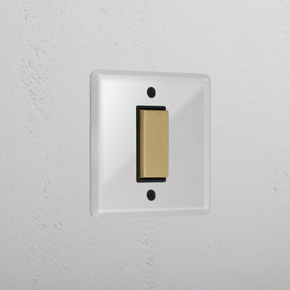 Skorter | 1G Center Retractable Rocker Switch - Clear Antique Brass Black