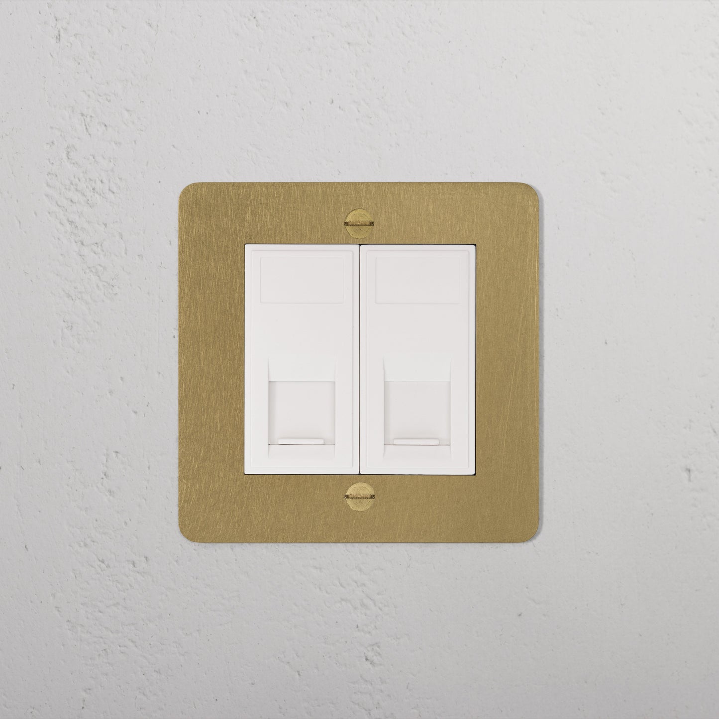 Skorter | 2x CAT6 Socket - Antique Brass White