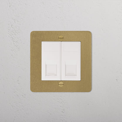 Skorter | 2x CAT6 Socket - Antique Brass White