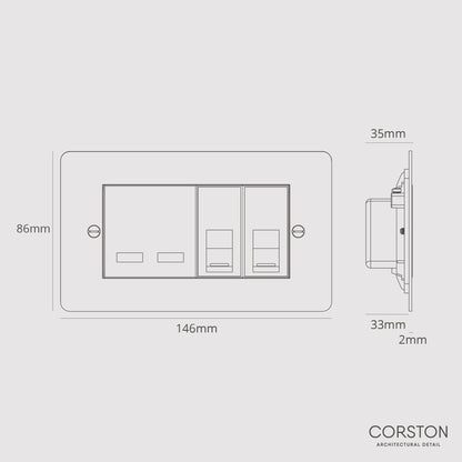 Skorter | 2x CAT 6 + USB A+C Fast charging outlet - Malbar White