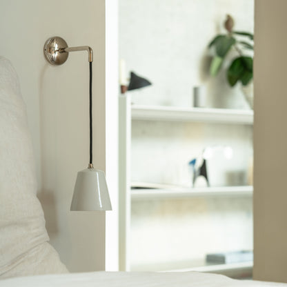 Skorter | Richmond Small Hanging Wall Lamp Beautiful Porcelain - Polished Nickel