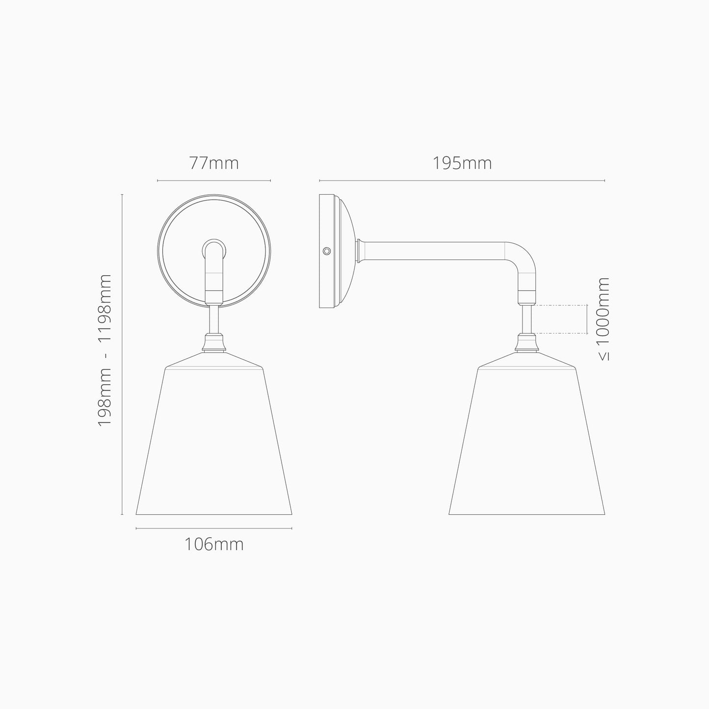 Skorter | Richmond Small Hanging Wall Lamp - Brushed Nickel