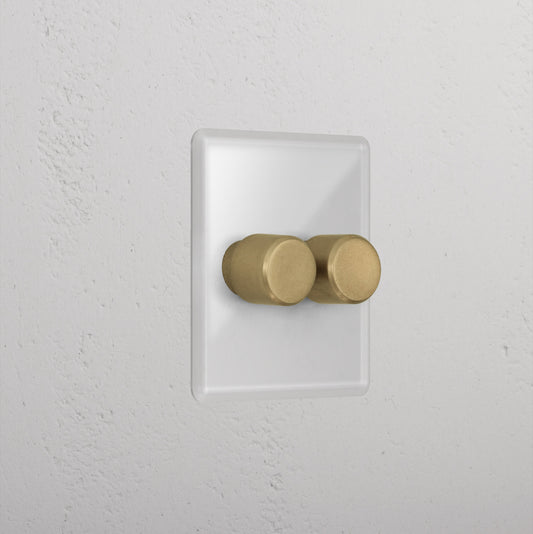 Skorter | 2G Two Way Dimmer Slimline Switch - Clear Antique Brass