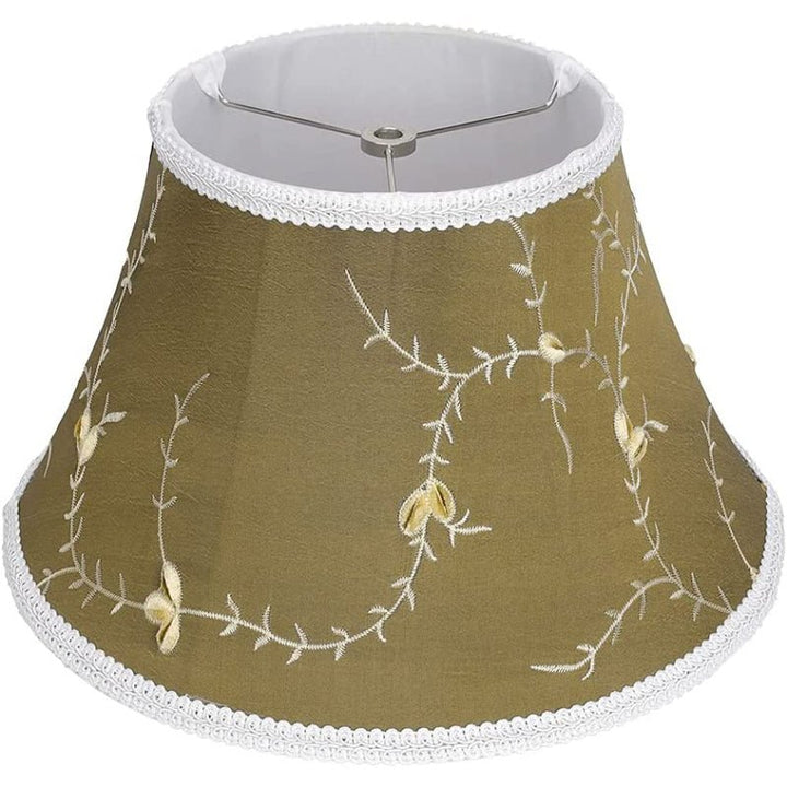 Medium Lamp Shade, Barrel Fabric Lampshade for Table Lamp and Floor Light, 7x13x7.8 inch, Natural Linen Hand Crafted, Spider (White) - SKØRTER