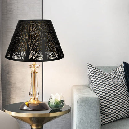 Medium Lamp Shade, Barrel Fabric Lampshade for Table Lamp and Floor Light, 7x13x7.8 inch, Natural Linen Hand Crafted, Spider (White) - SKØRTER