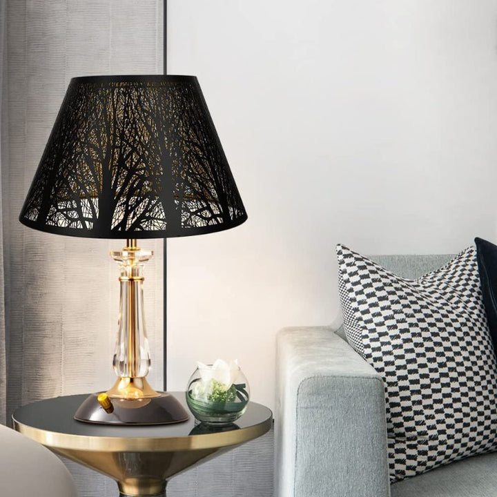 Medium Lamp Shade, Barrel Fabric Lampshade for Table Lamp and Floor Light, 7x13x7.8 inch, Natural Linen Hand Crafted, Spider (White) - SKØRTER