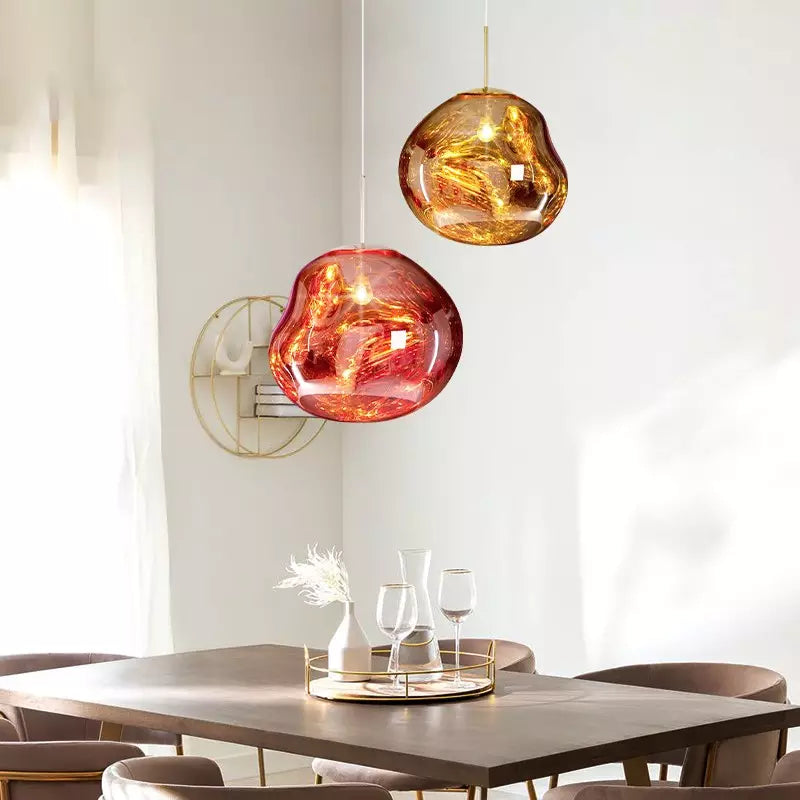 Skorter | Melt Pendant Light Fixture - Modern Glass Hanging Lamp for Kitchen Island & Dining Room