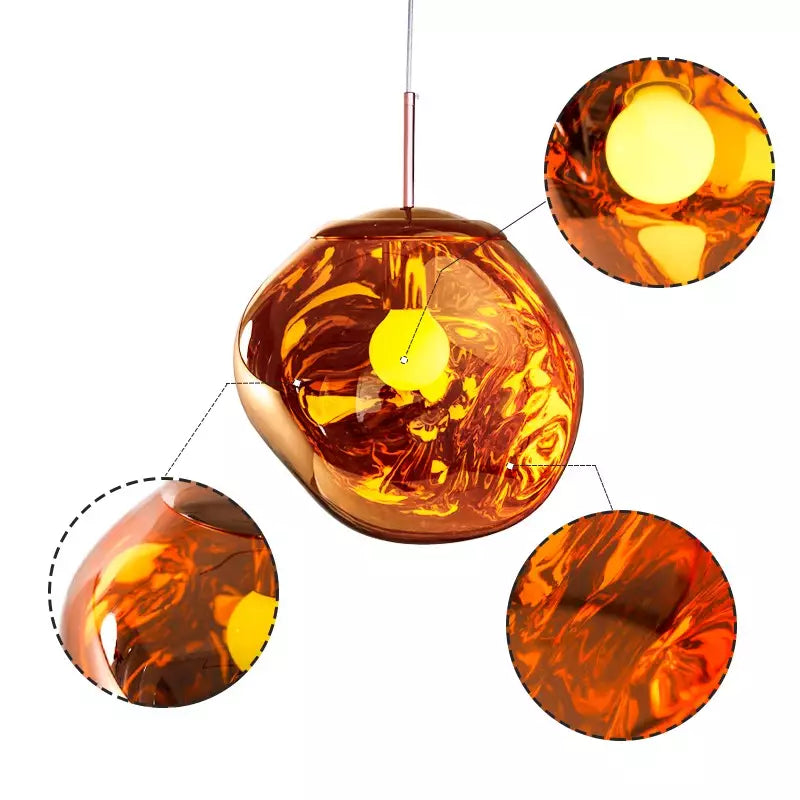 Skorter | Melt Pendant Light Fixture - Modern Glass Hanging Lamp for Kitchen Island & Dining Room
