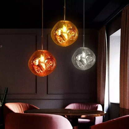Skorter | Melt Pendant Light Fixture - Modern Glass Hanging Lamp for Kitchen Island & Dining Room