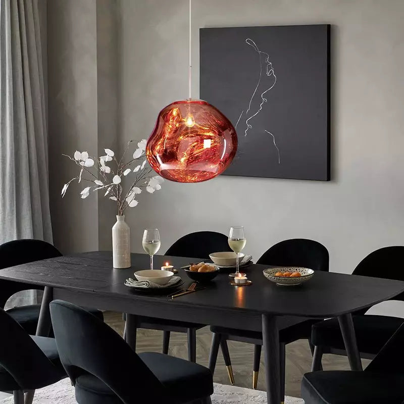 Skorter | Melt Pendant Light Fixture - Modern Glass Hanging Lamp for Kitchen Island & Dining Room